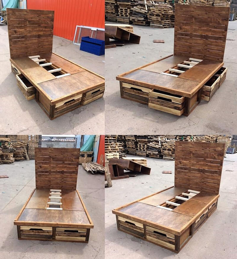 recycled wooden pallets bed