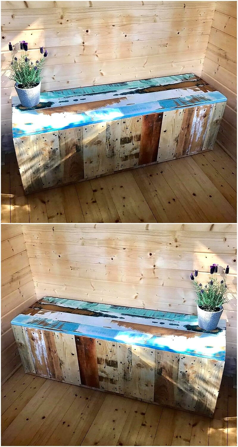rustic pallet bench with storage