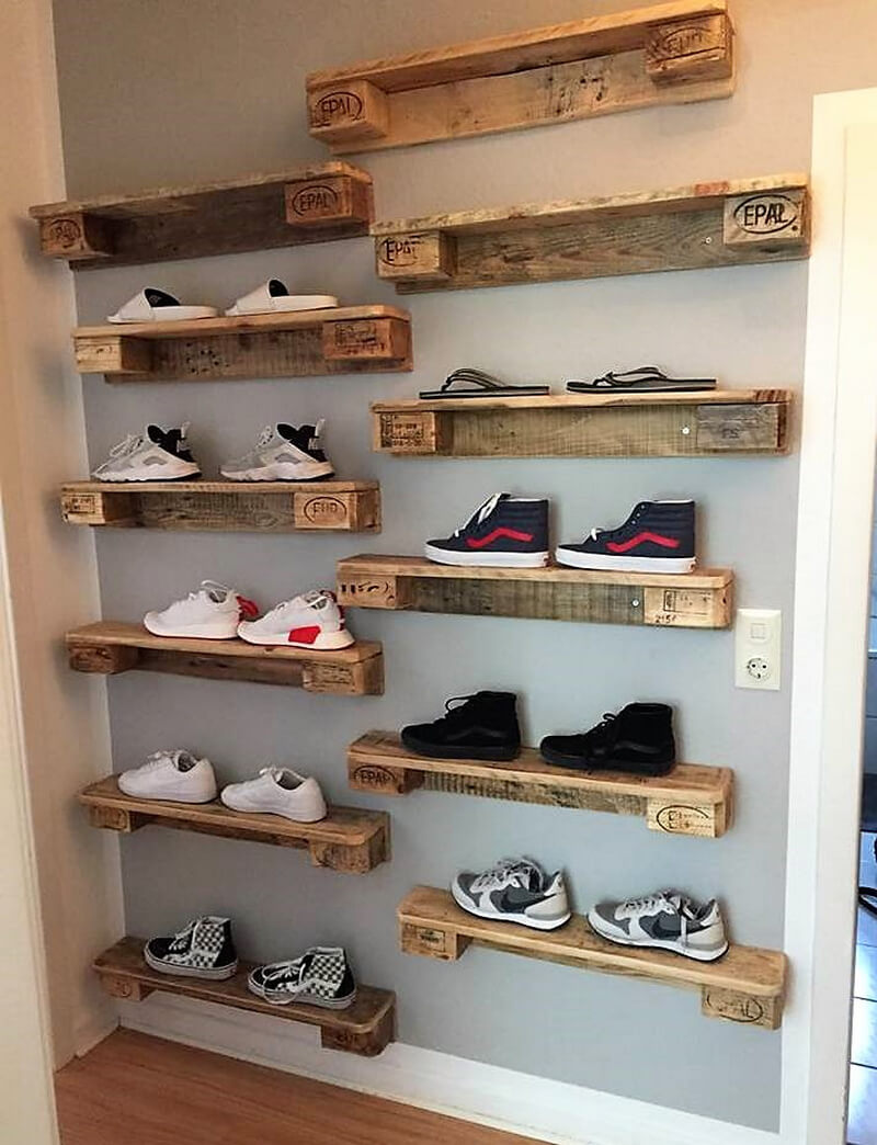 shoe racking with pallets