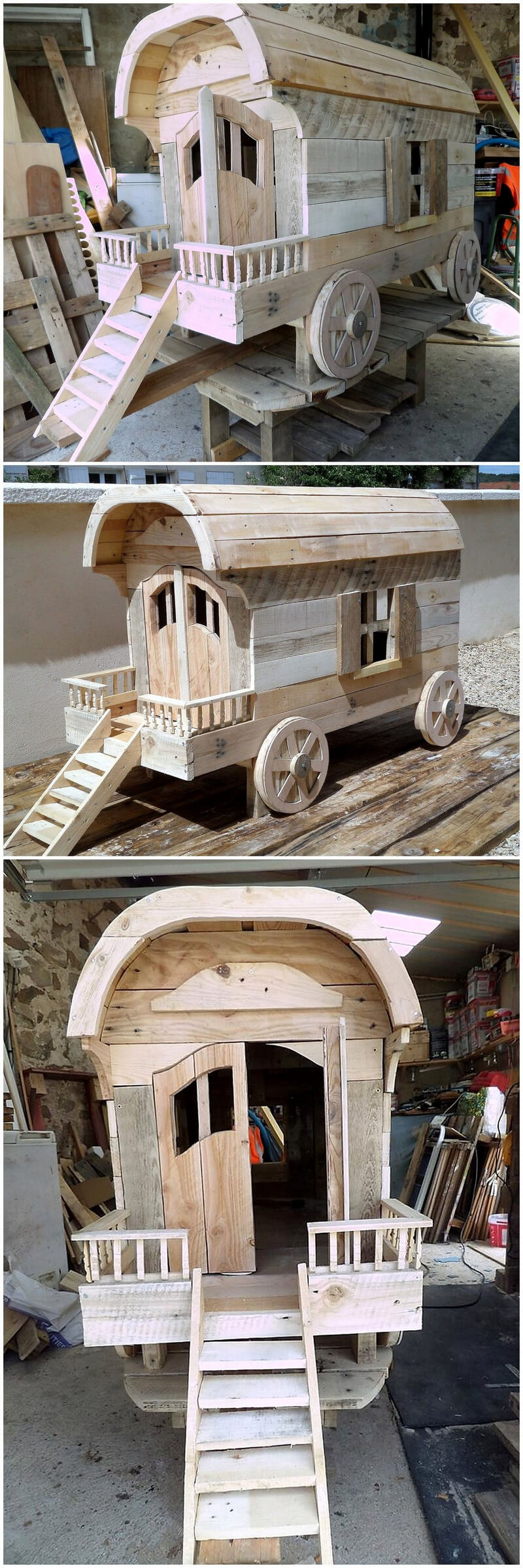 pallets wood kids playhouse idea
