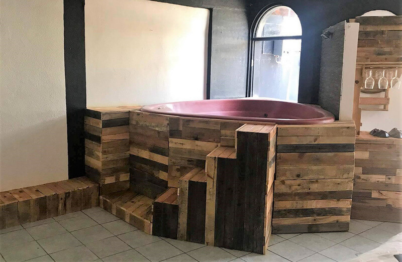 pallets wooden indoor hot tub