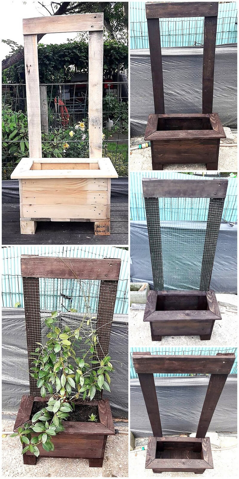 recycled pallets made trellis planter