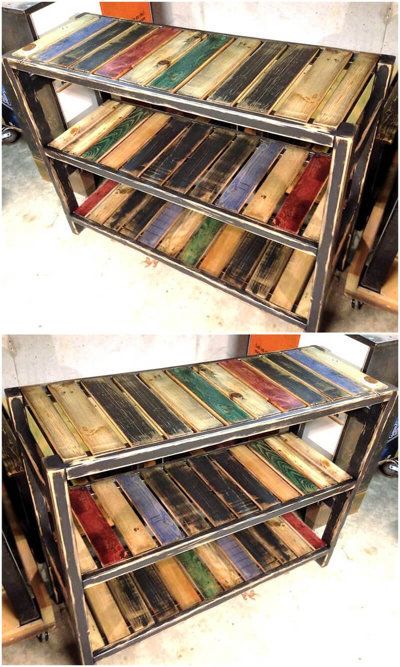 pallet entryway shelving table