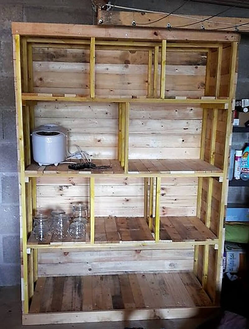 wooden pallet shelving cabinet