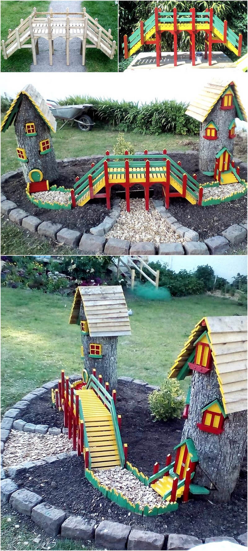 pallets garden art bridge