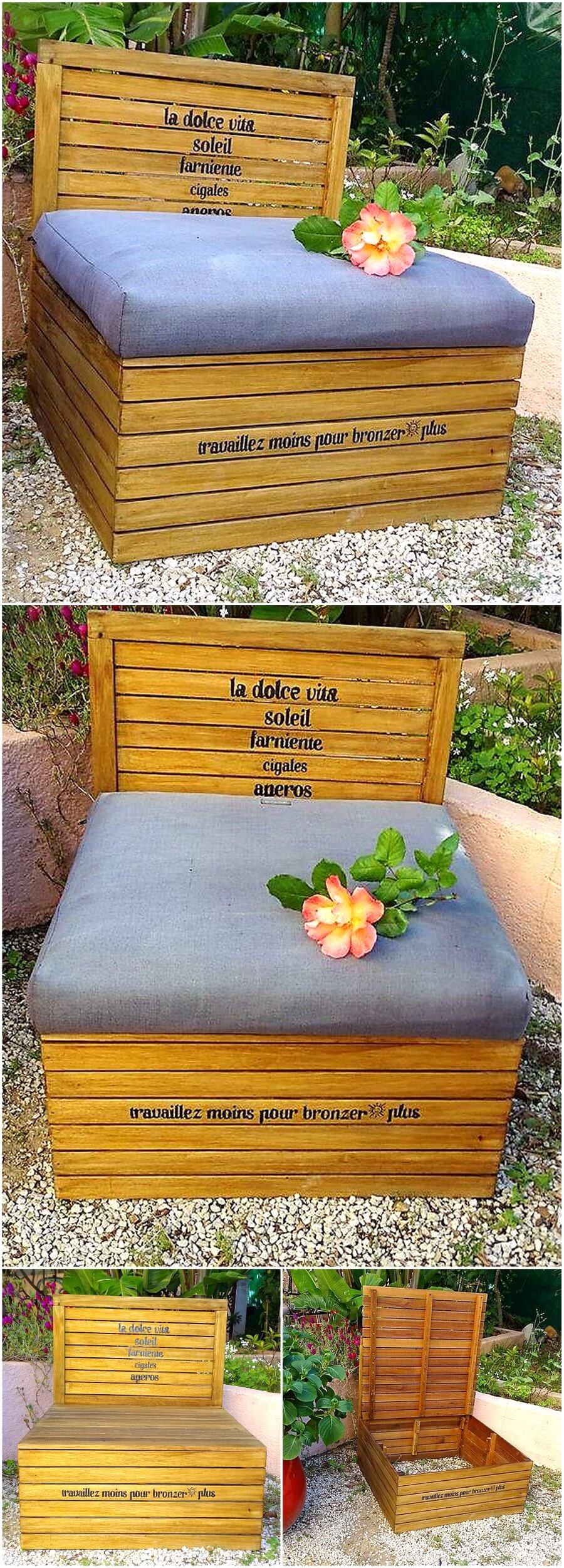 Wooden Pallet Daybed with Storage