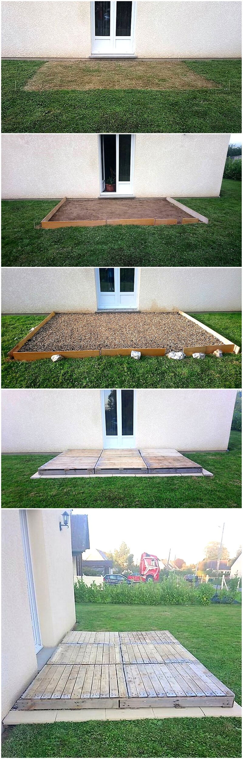 diy pallets wood garden terrace plan