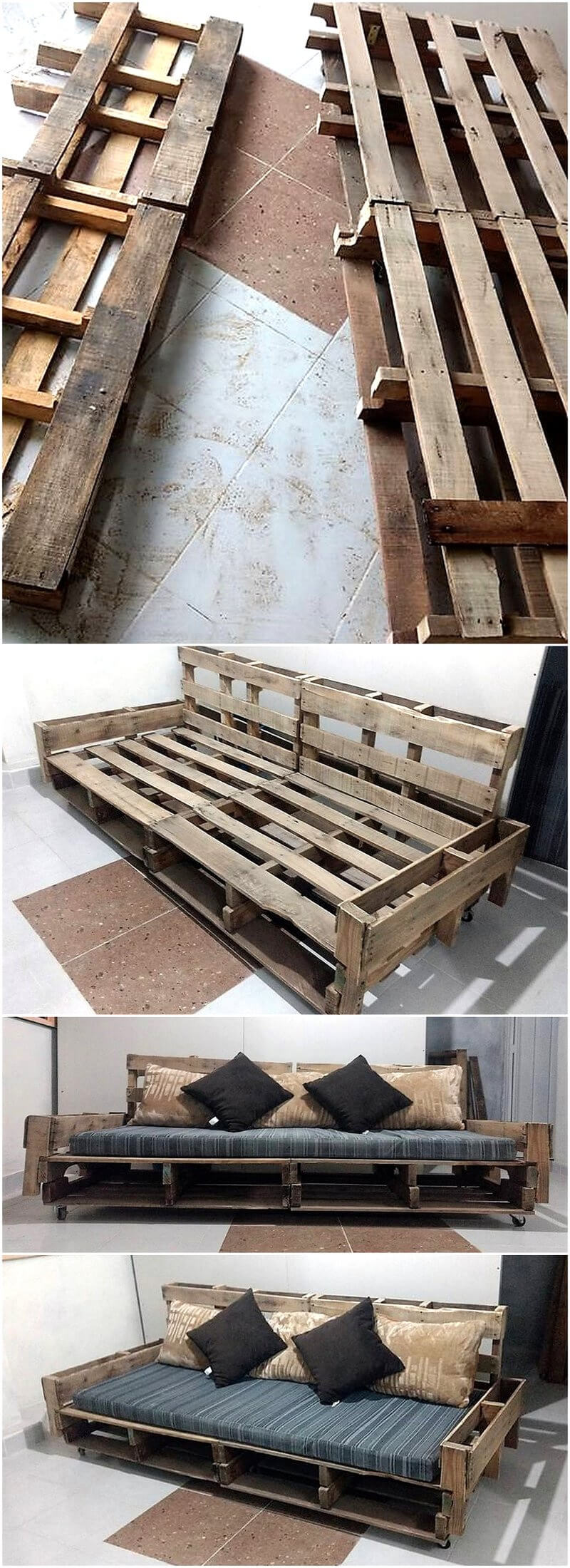 diy wood pallet couch on wheels