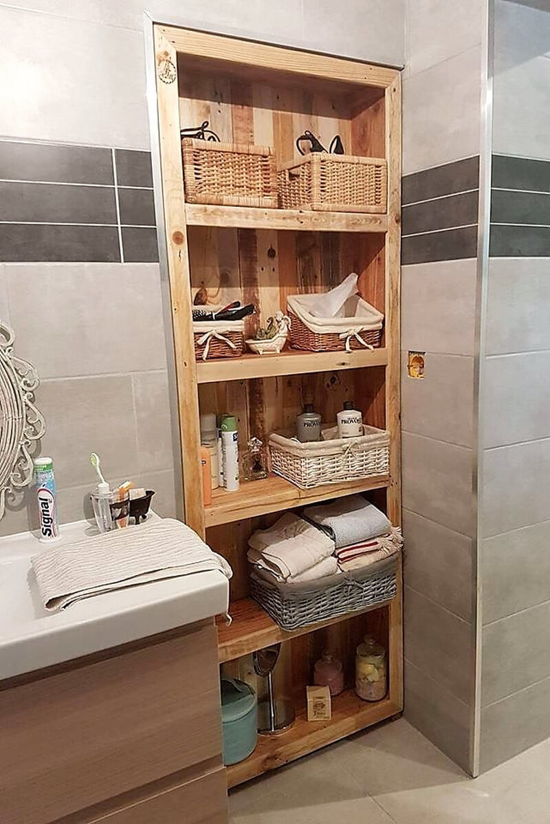 pallets wood washroom storage cabinet idea