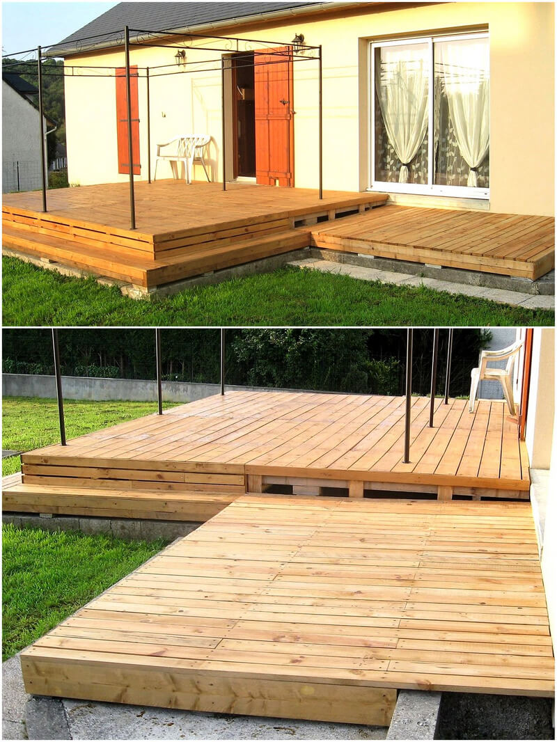 pallets wooden garden terrace project