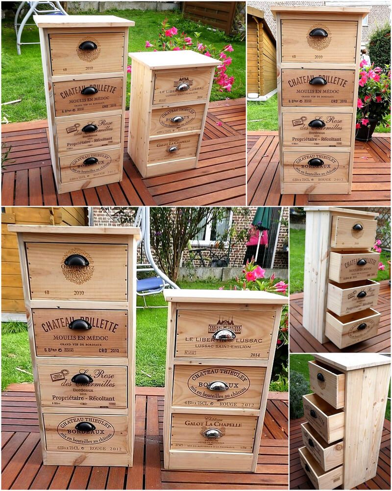 pallets wooden made nightstand ideas