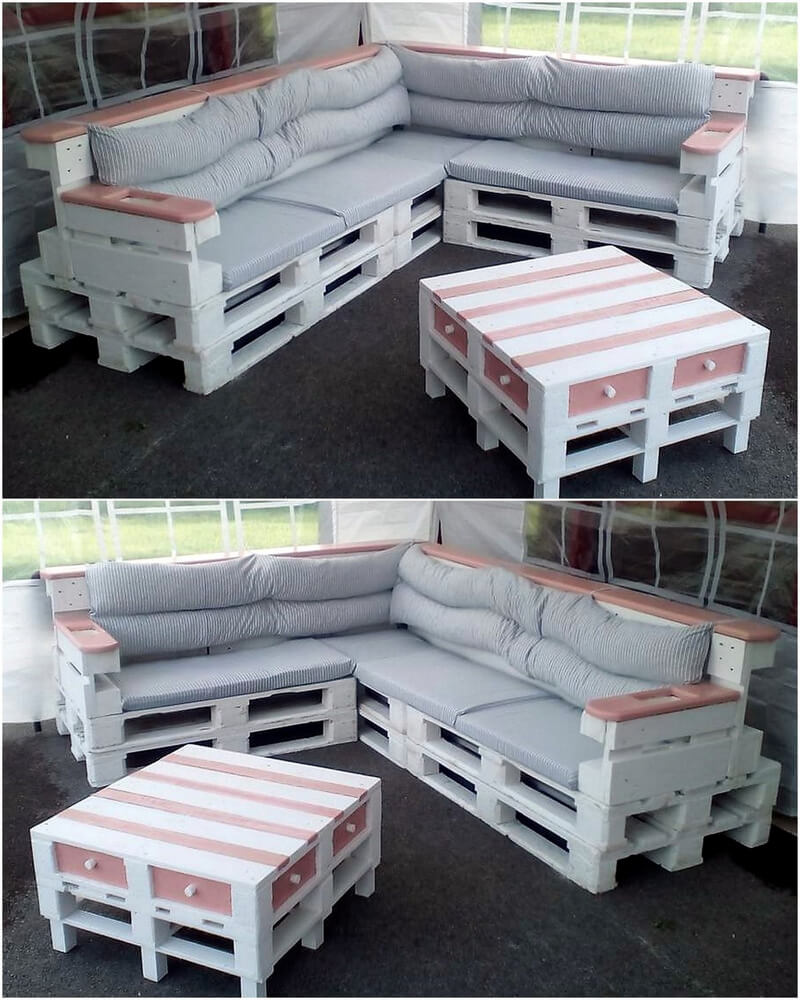 recycled wood pallets sofa set