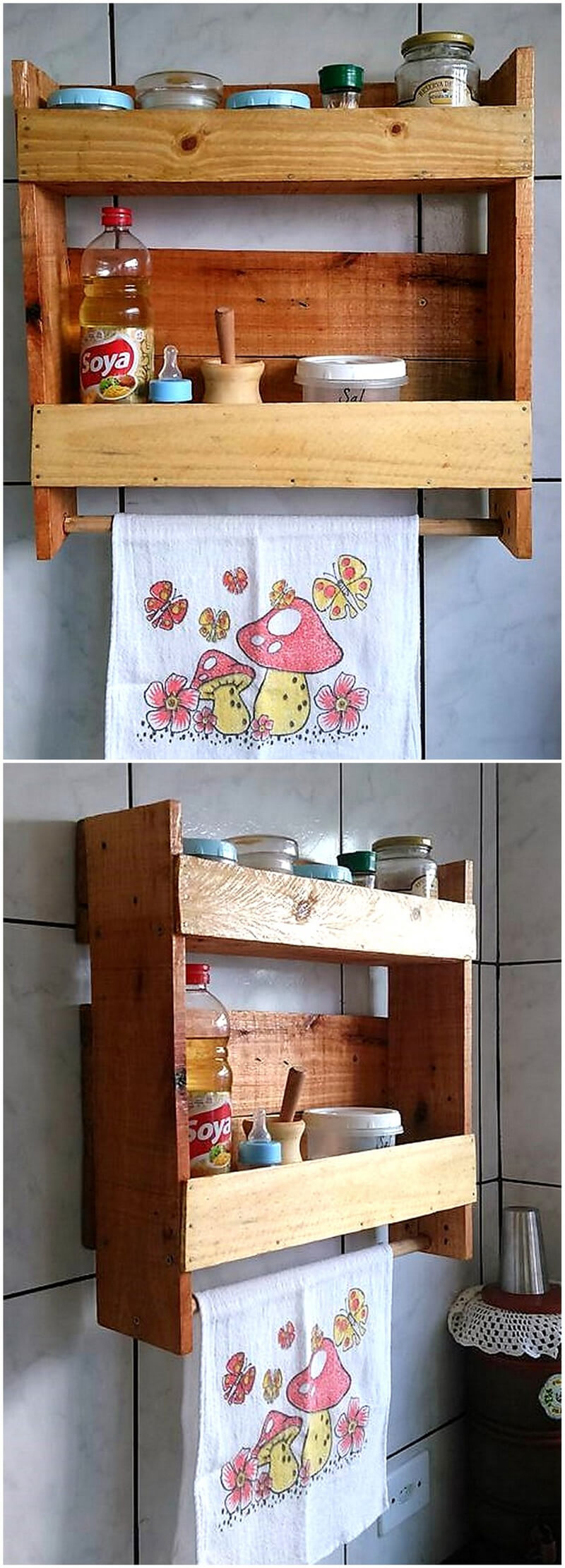 simple kitchen shelf out of pallets