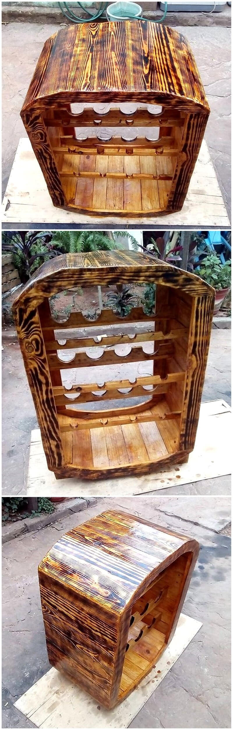 wooden pallets bottles rack