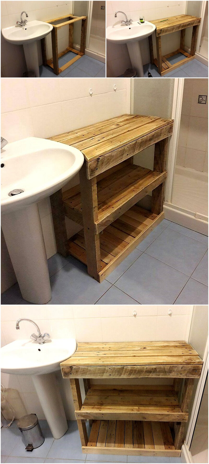 diy wood pallet sink side table