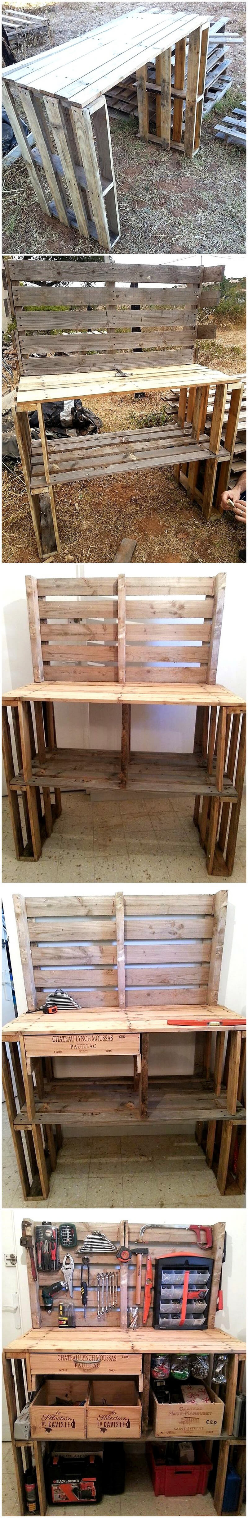 pallets made tools storage rack