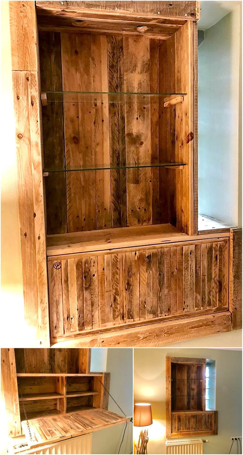 pallets wall shelving cabinet