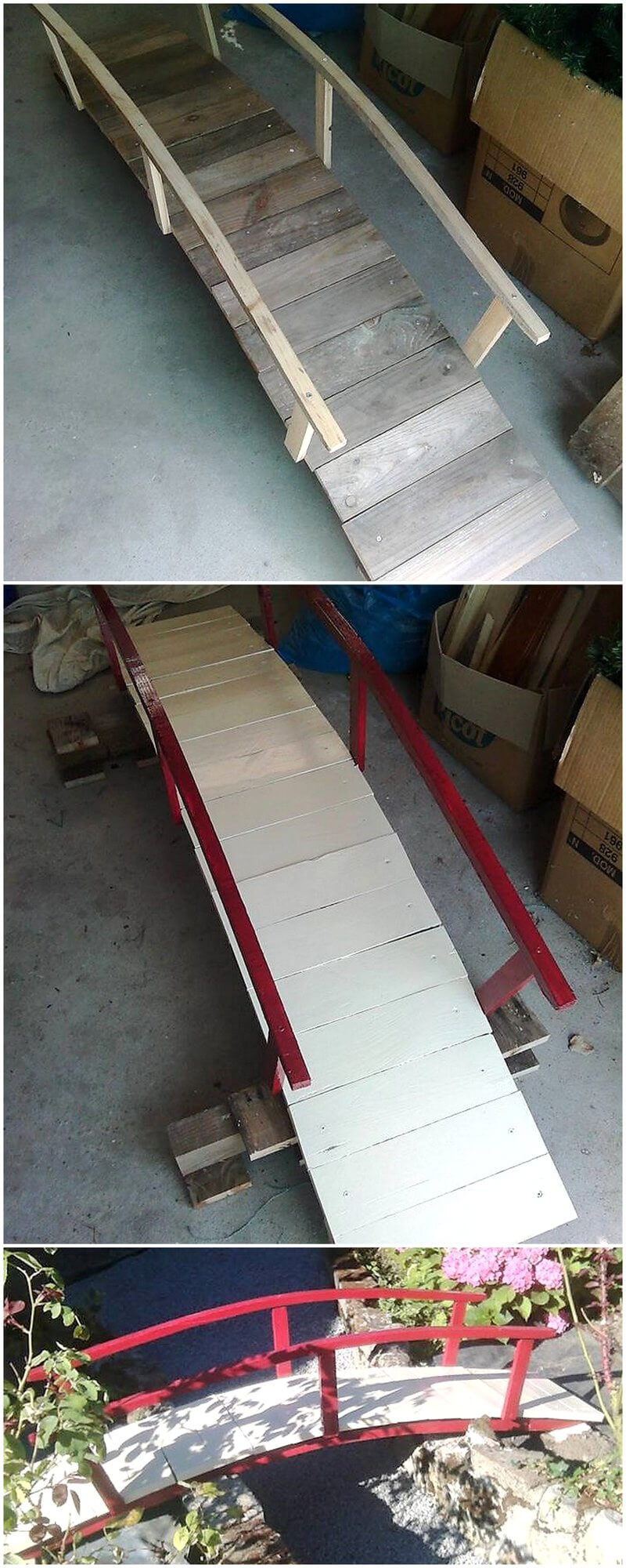 pallets wooden garden decor bridge