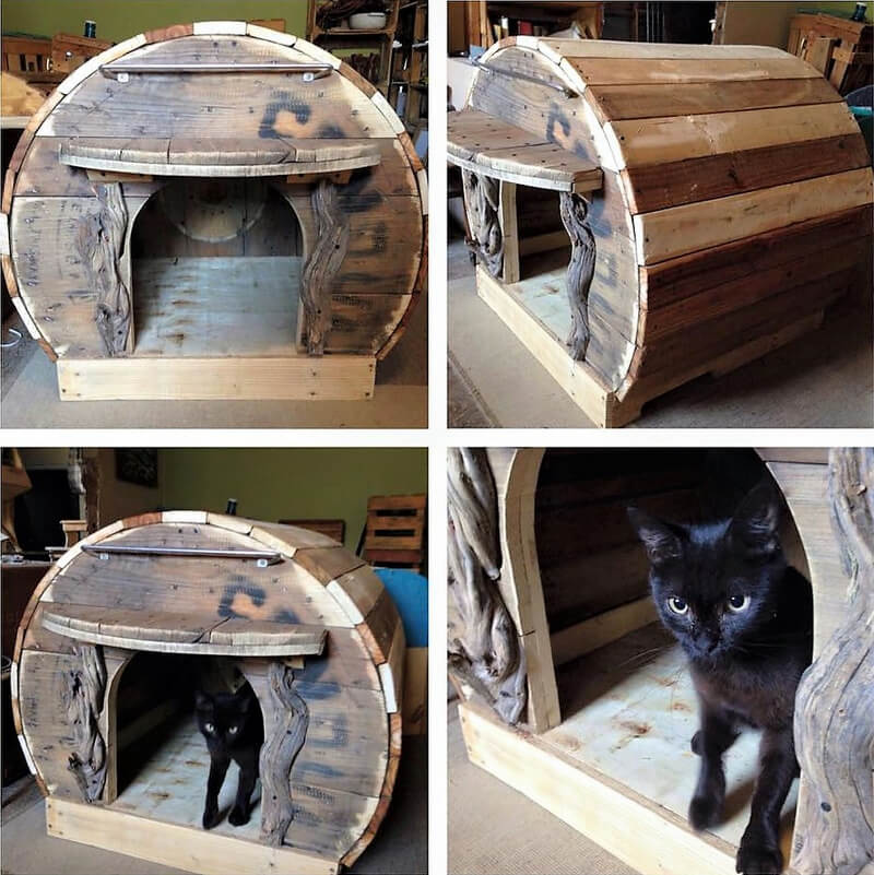 recycled cable reel cat house