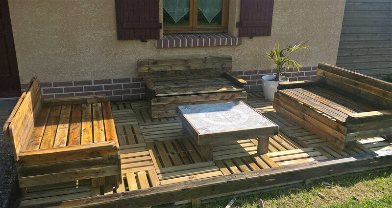 recycled pallets patio terrace