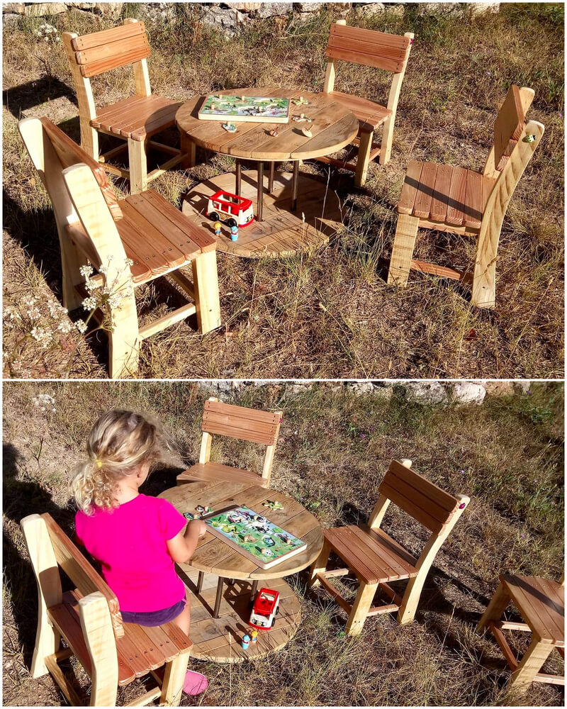 wood pallets kids patio furniture set