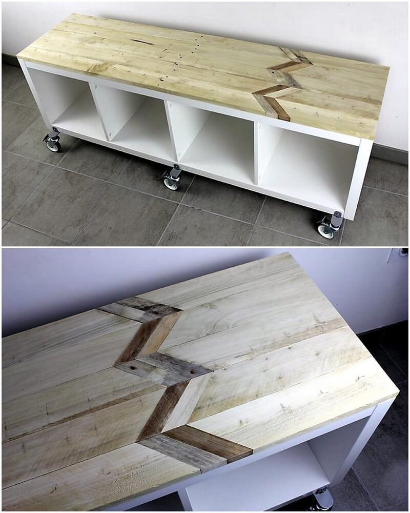 wooden pallets tv stand on wheels