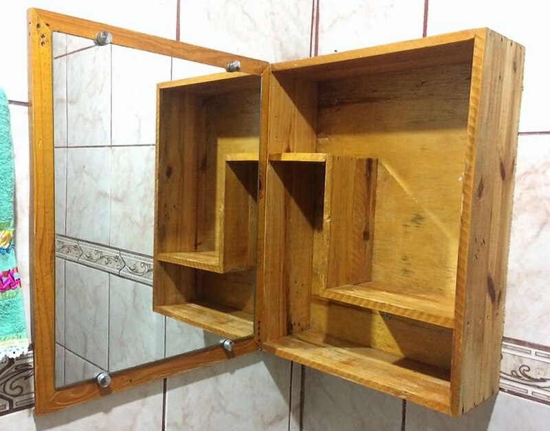 Wooden Pallet Mirror and toilet shelf