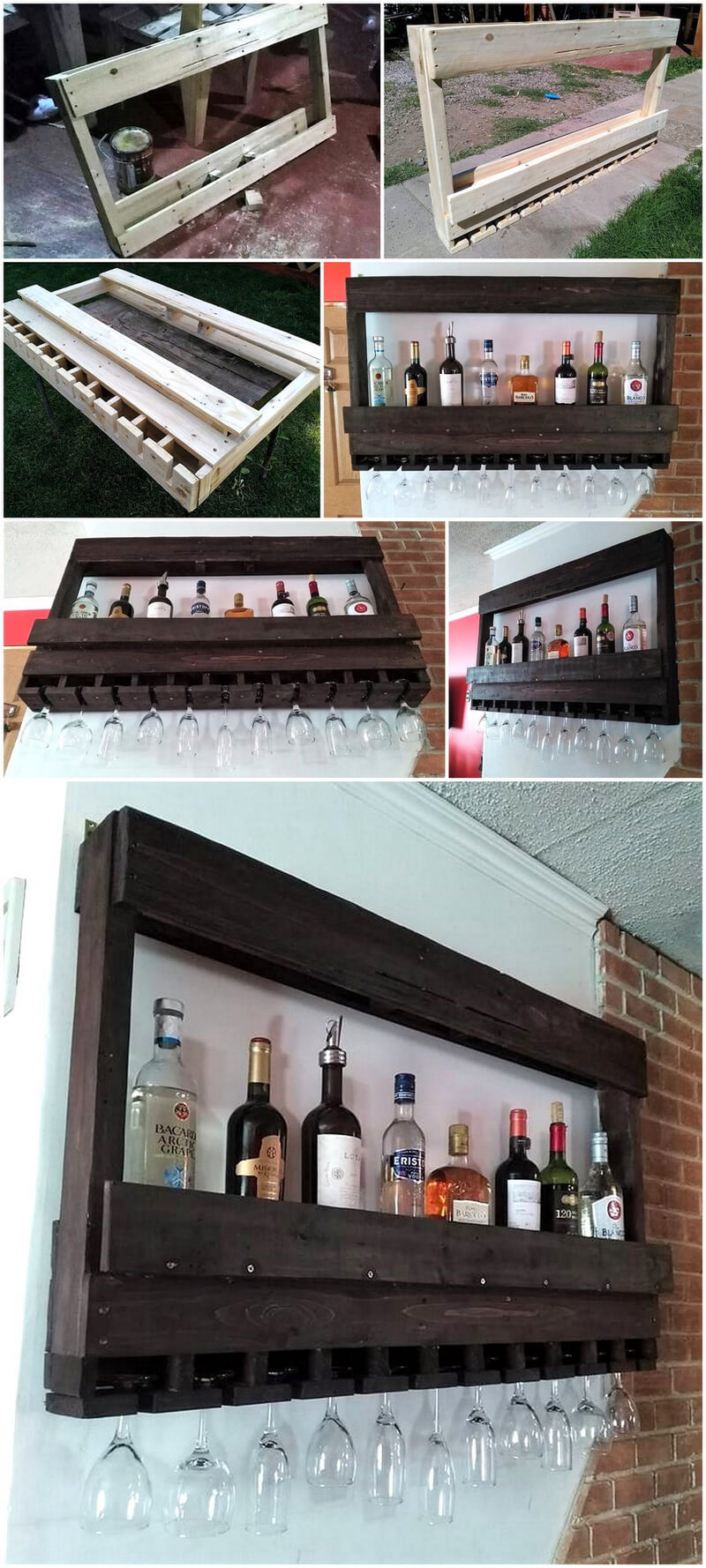 diy pallets bottles rack