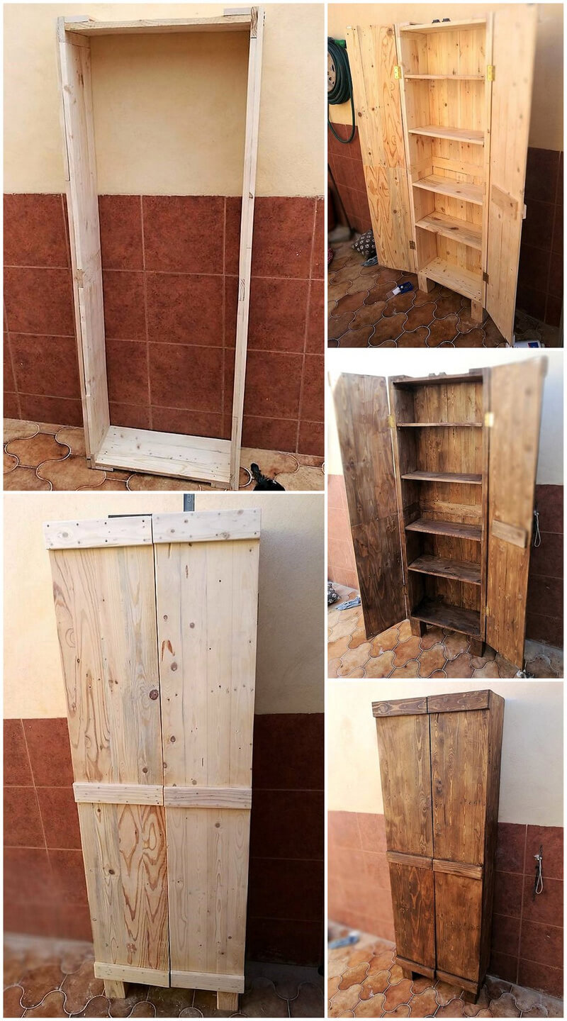 diy pallets made bathroom storage cabinet