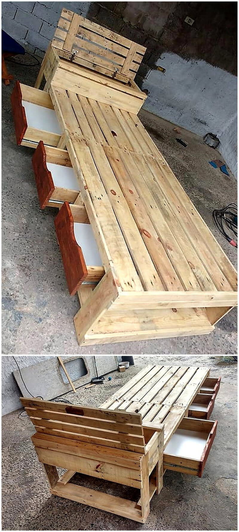 giant pallet bed with storage options