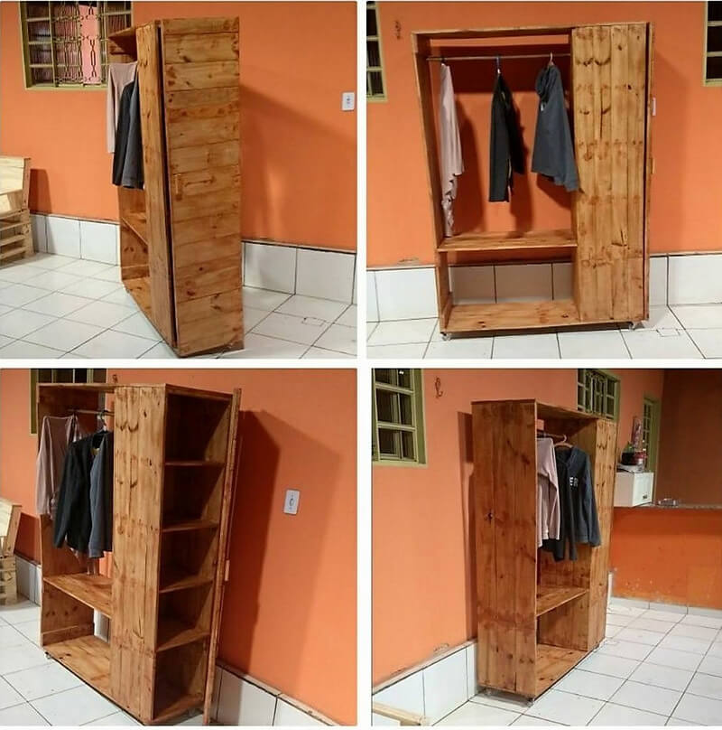 pallets clothes and shelving cabinet