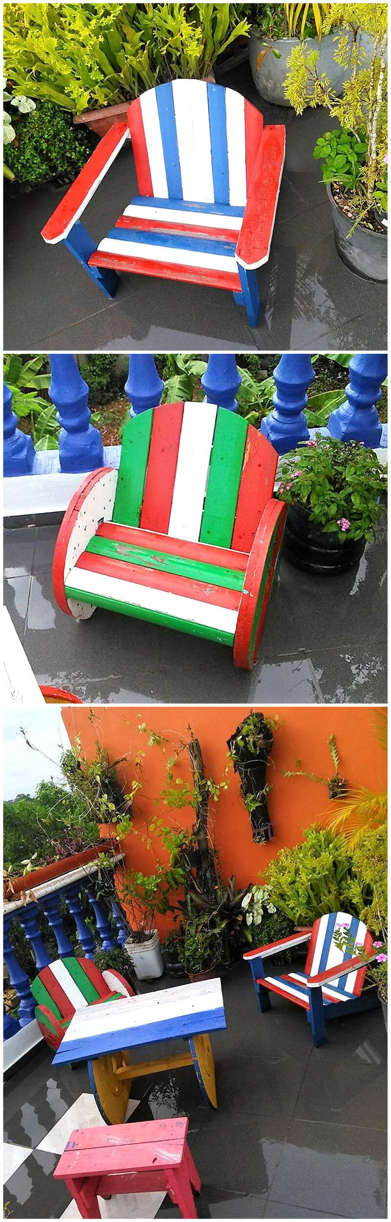 pallets colorful patio furniture