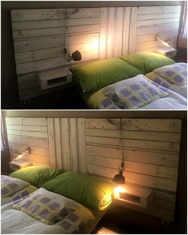 pallets made bed headboard idea