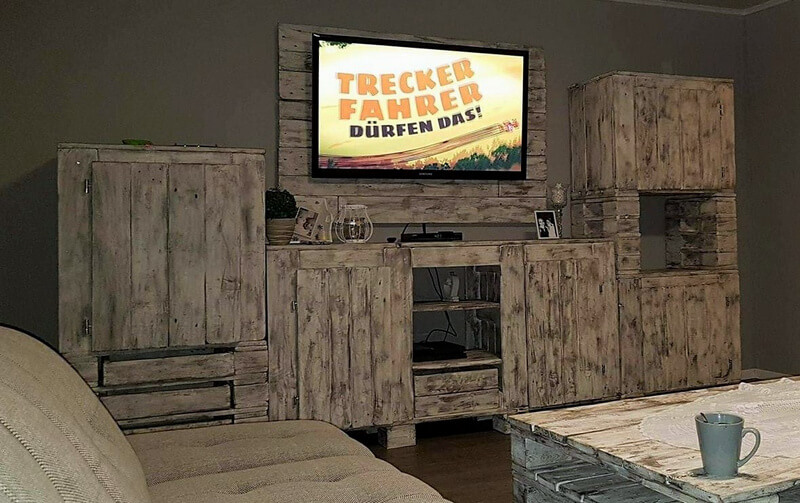 pallets made vintage media console