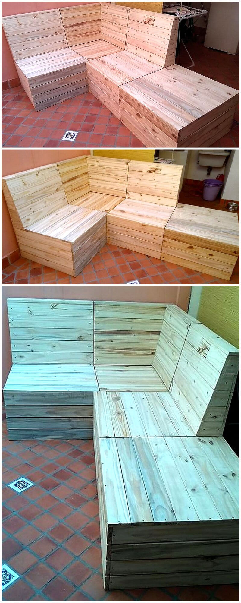 recycled pallets made corner couch