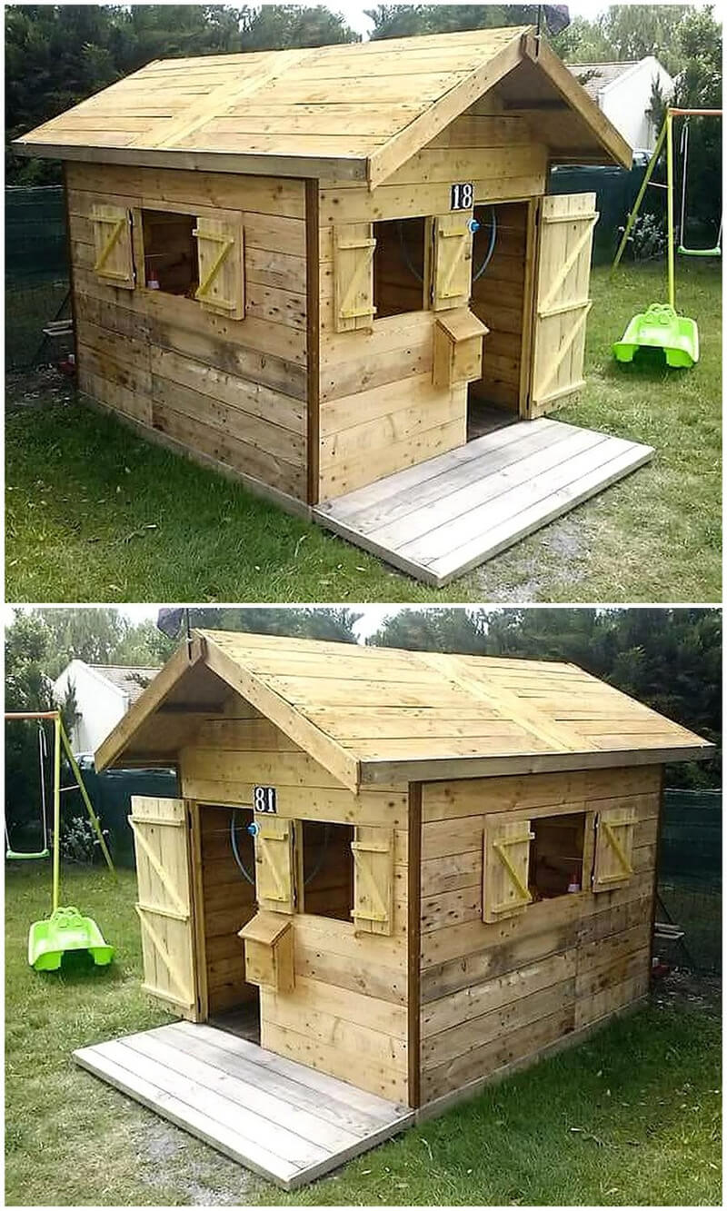 recycled pallets playhouse for kids