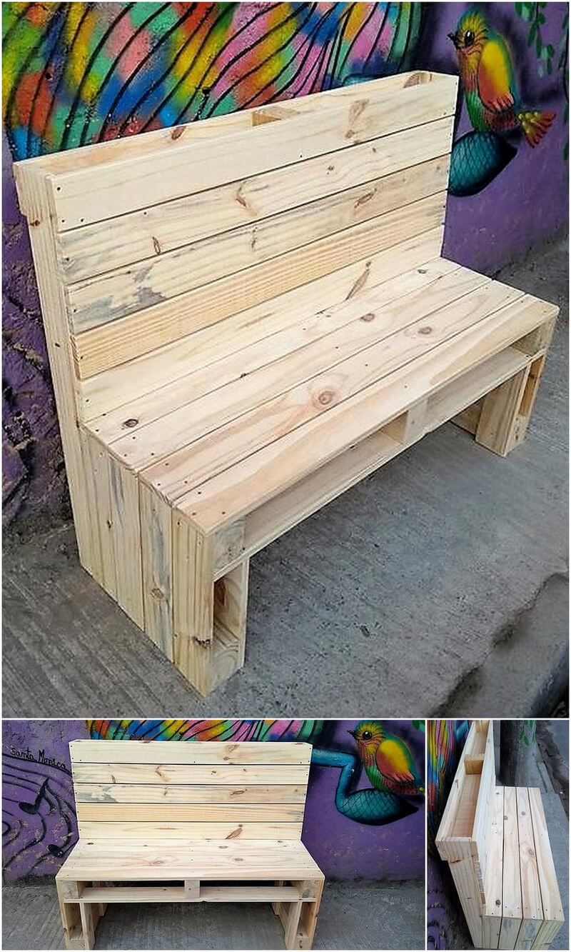 reused pallet patio bench
