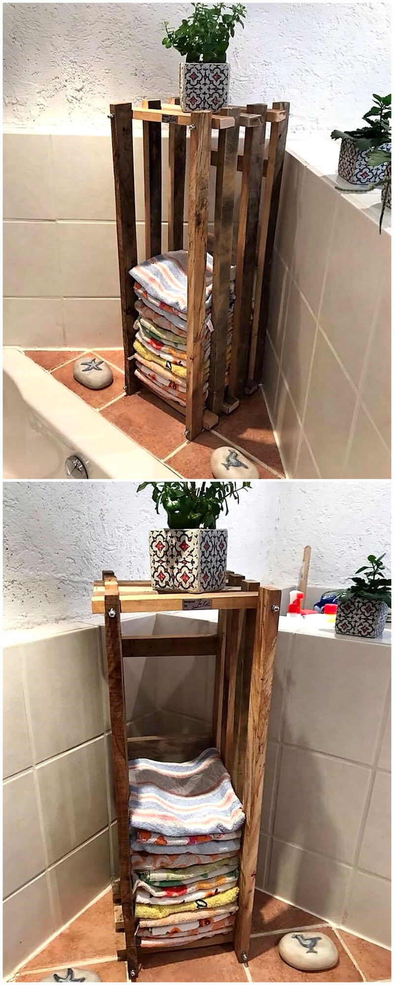 wood pallet towel rack for bathroom
