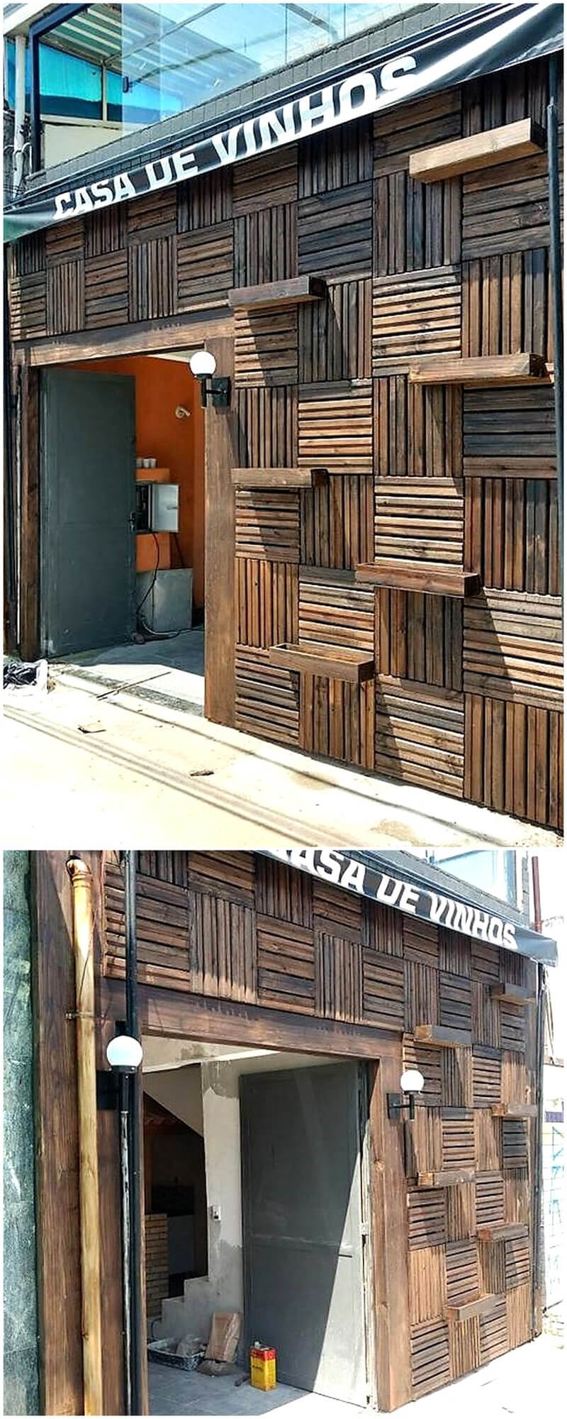 wood pallets patio wall art
