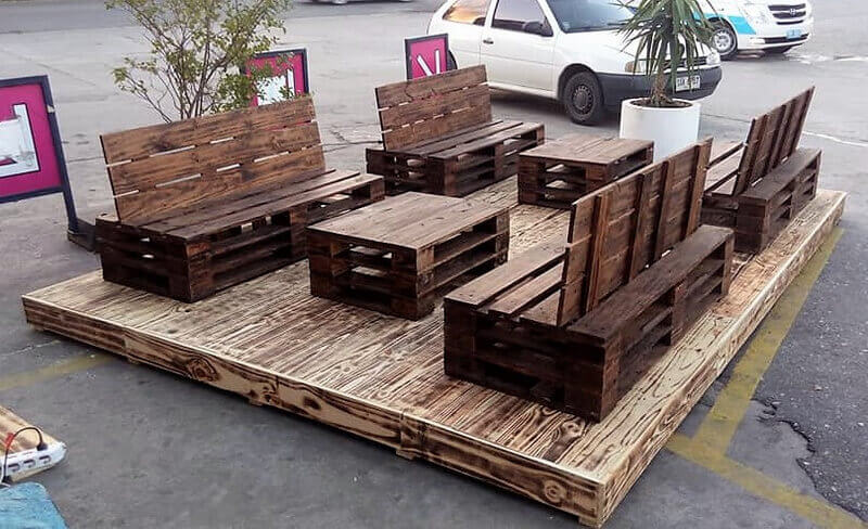 wooden pallet patio deck and furniture
