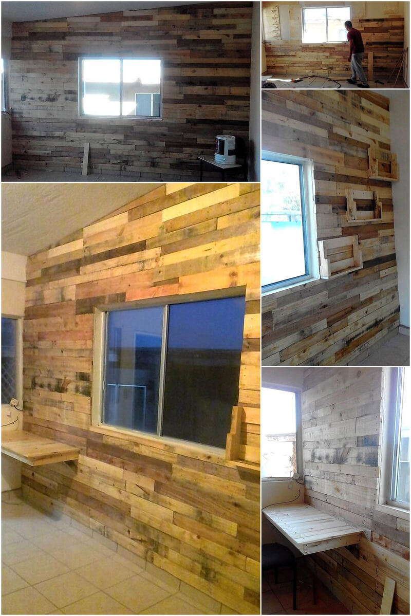 diy pallets wooden wall cladding
