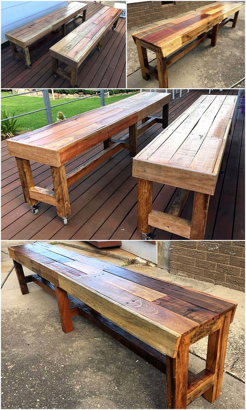 giant bench out of pallets