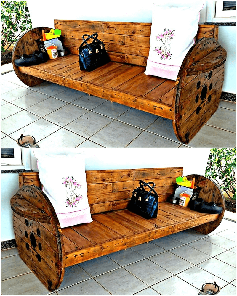 giant pallet plus cable reel bench