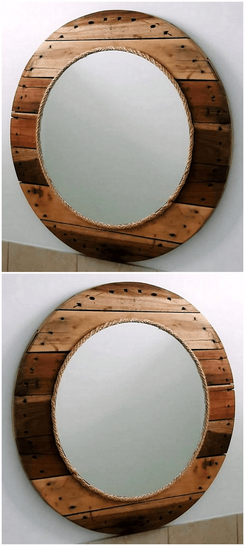pallet cable reel recycled mirror
