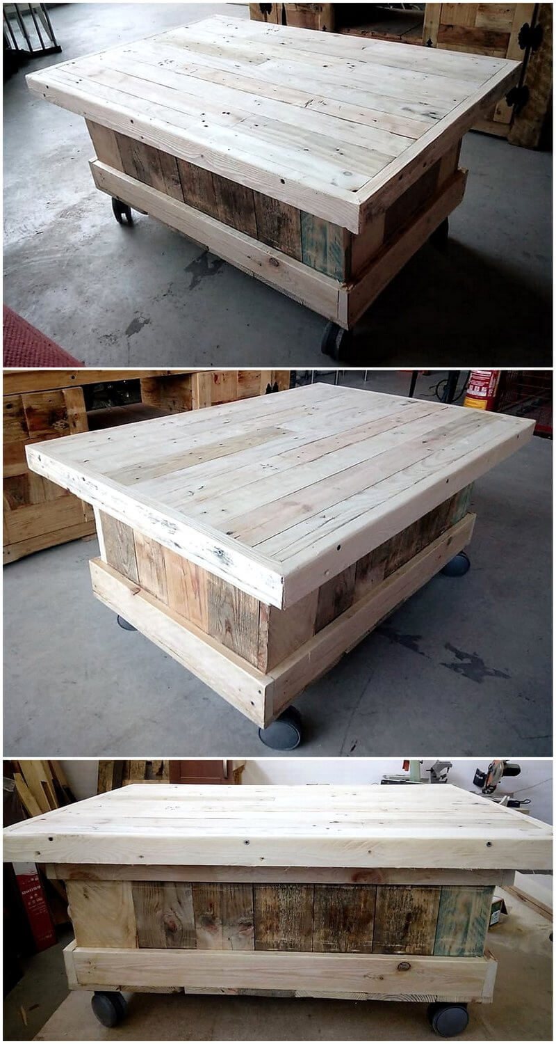 pallet coffee table on wheels