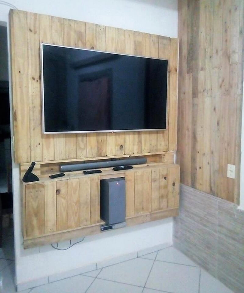 pallet wood wall tv stand art
