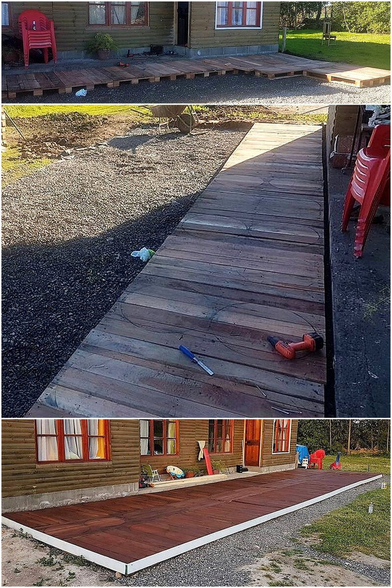 pallets wooden garden terrace plan