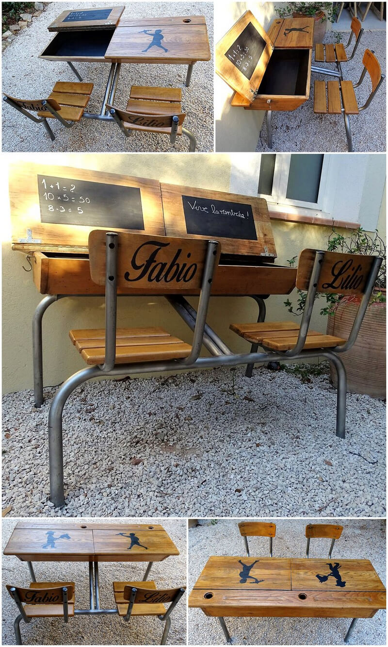 reused pallets kids study desk