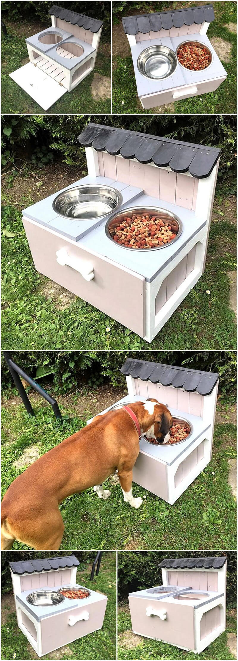wood pallets made dog food table
