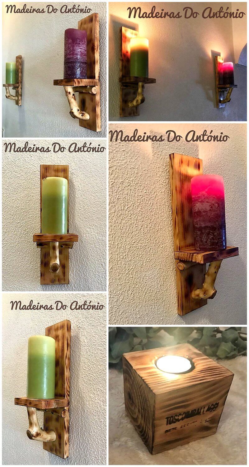 pallet candle holder art 6
